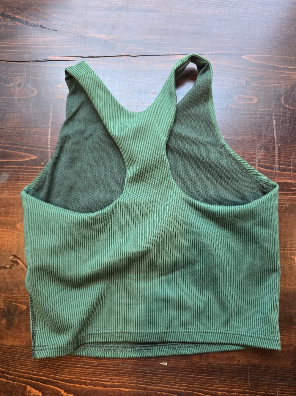 Athleta Girl Green Ribbed Seamless Racerback Crop Tank Sports Bra - Medium (8-10 - Picture 3 of 3